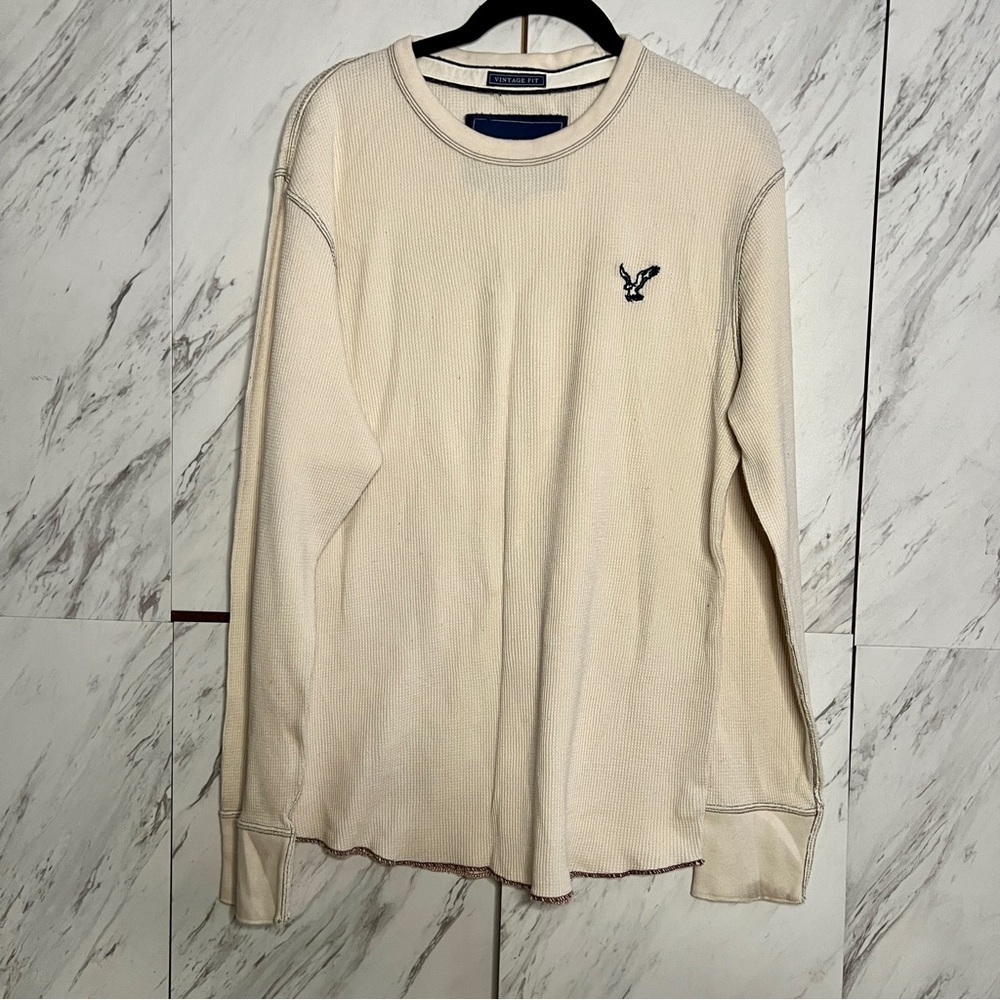 American Eagle Vintage Fit Long Sleeve Cotton Thermal Waffle Shirt SZ L